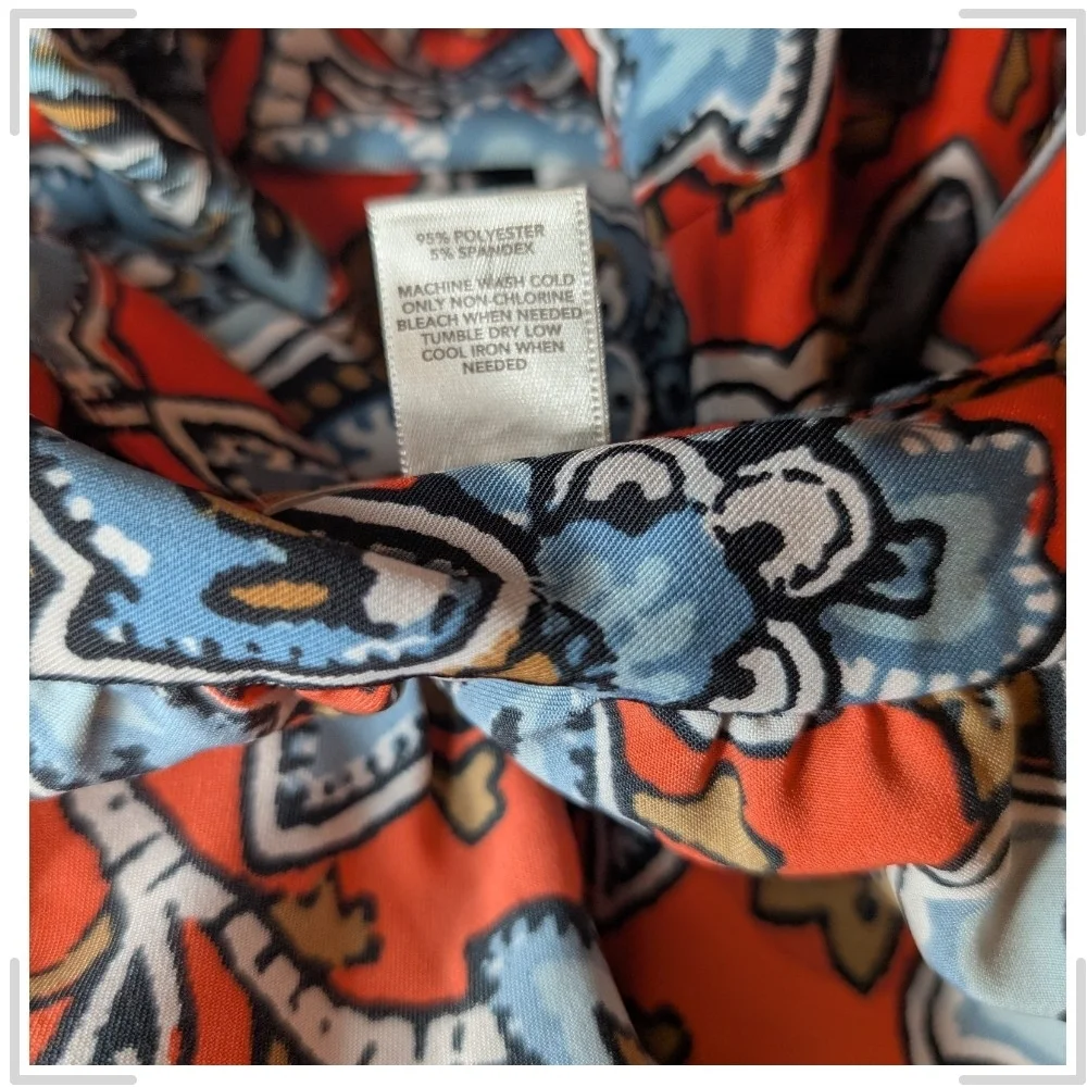 Pre-owned LOFT Red and Blue Patterned Dress - Picture 7 of 9